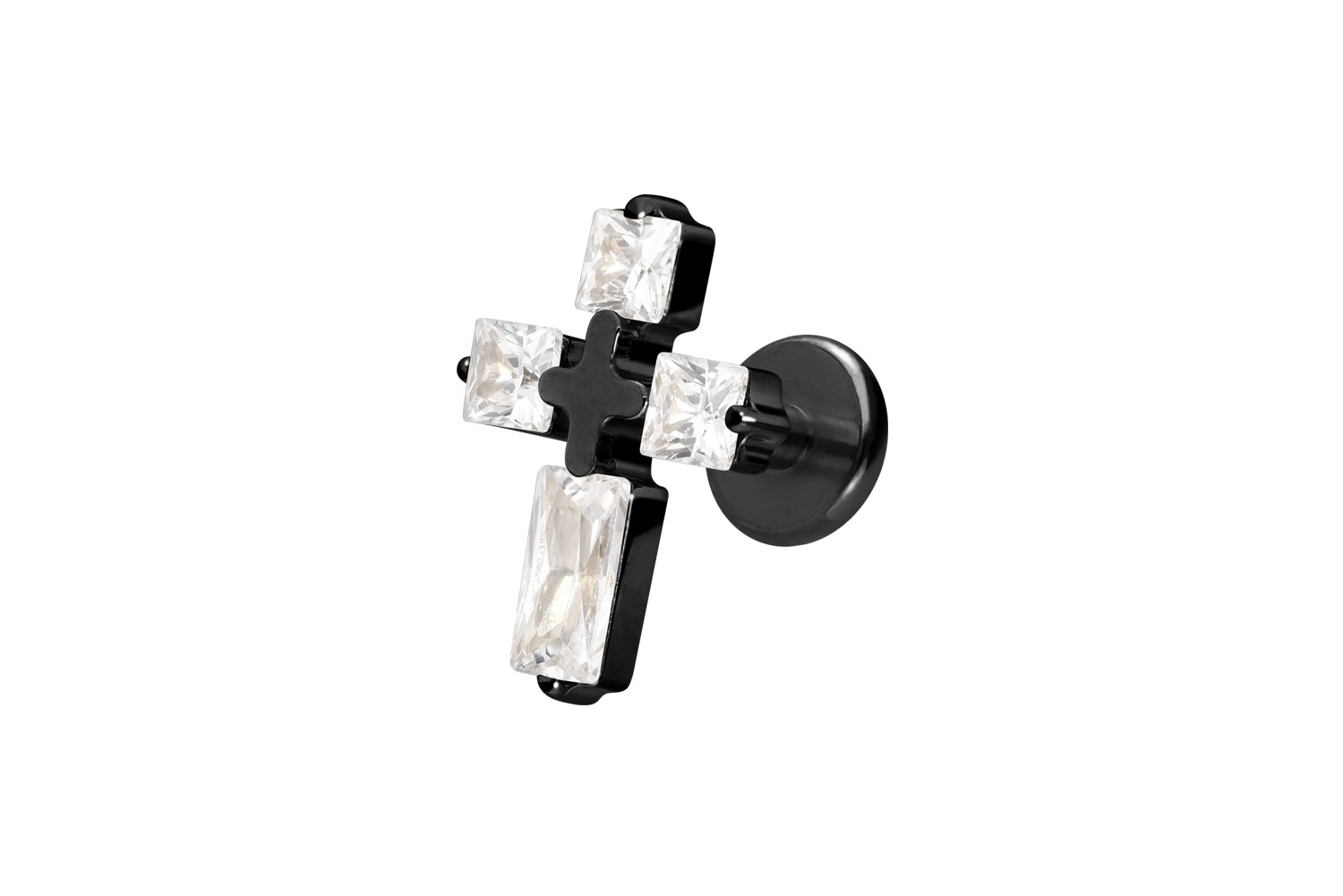 Titan Labret Piercing mit Innengewinde KRISTALLKREUZ